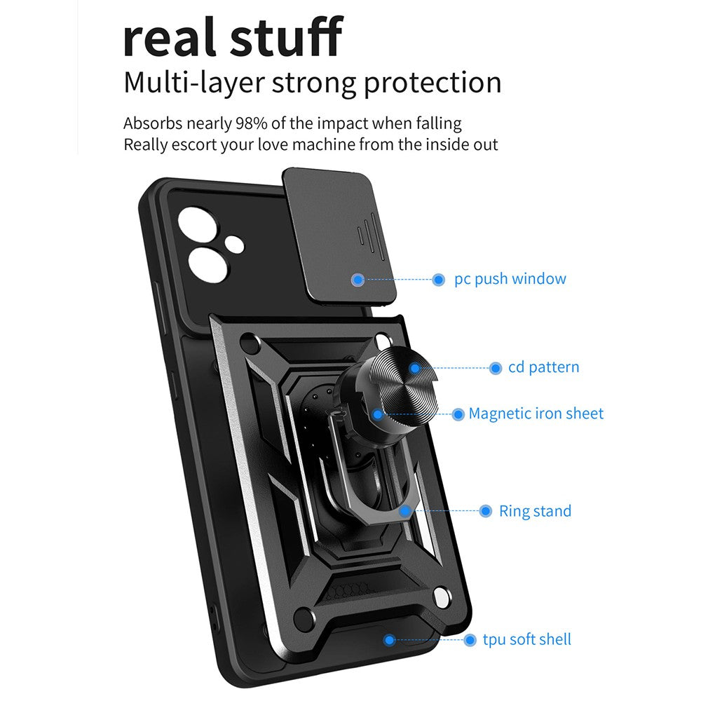 Slide Camera Phone Case for Samsung Galaxy A04e 4G F04 4G M04 4G Hard PC Soft TPU Protective Rugged Phone Cover with Kickstand Slide Camera Phone Case for Samsung Galaxy A04e 4G F04 4G M04 4G Hard PC Soft TPU Protective Rugged Phone Cover with Kickstand